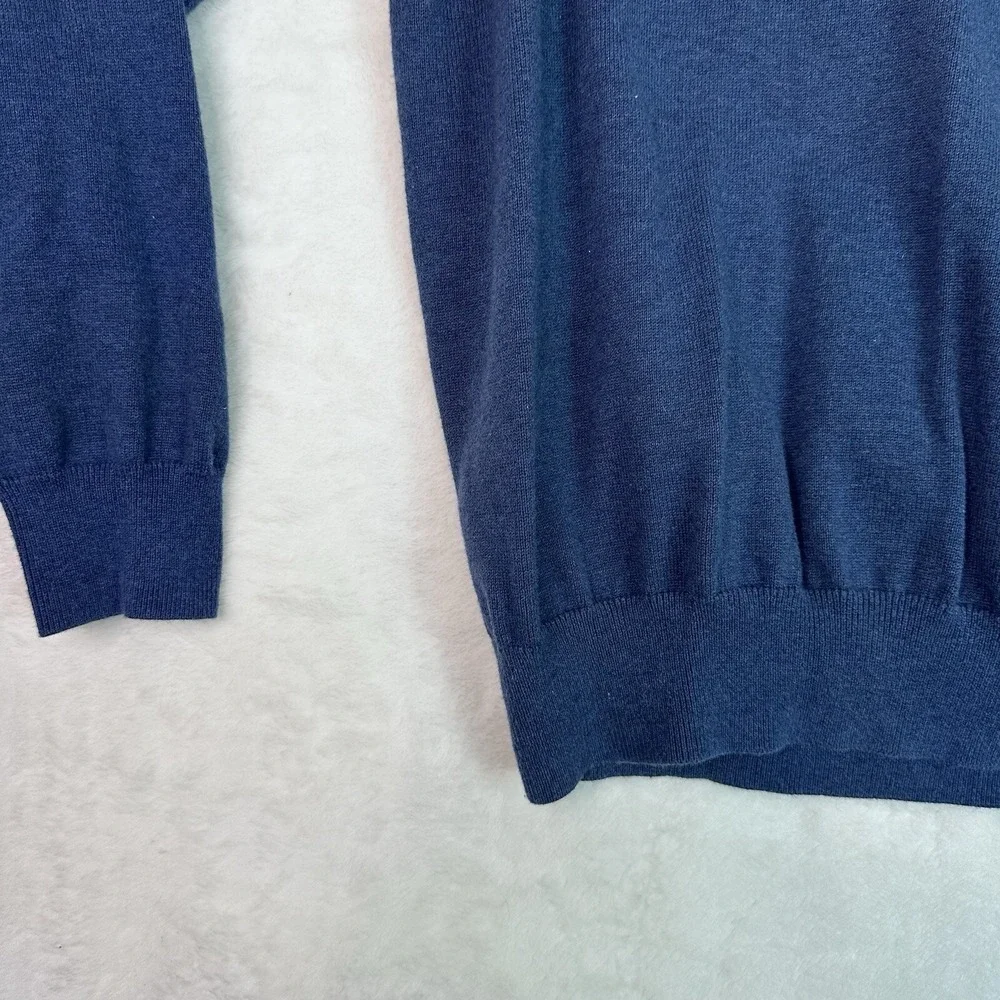 Jos A Bank Mens 1/4 Zip Size XL Blue Pima Cotton Sweater EUC